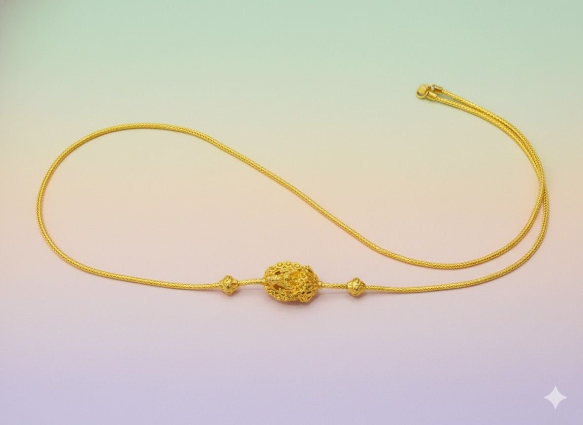 92.5 Silver Gold Plated Lakshmi Mugappu Chain 